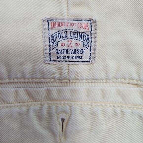 Polo Ralph Lauren Vintage Chino Shorts Mens 38 Yellow Pleated Cotton USA - Picture 6 of 11